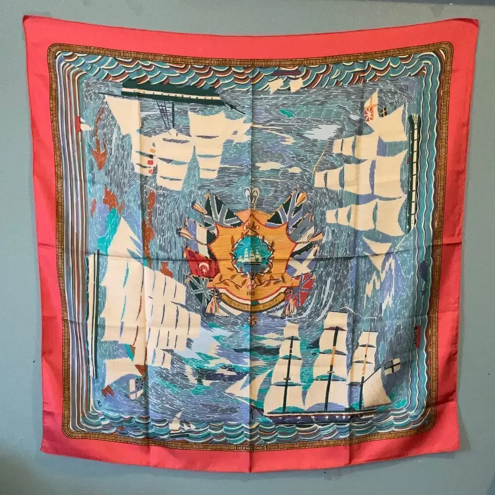Hermes Scarf  Henry F. Smith Sailor 90cm 100% Silk Square Scarf - Picture 15 of 15
